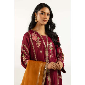 Ensemble de costume 3 pièces en viscose et soie brute brodée pour femme IPSTD-55258, élégant et stylé - Product Image 5