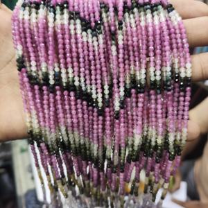 Cuentas Redondas Microfacetadas de Turmalina Natural Multicolor Grado AAA, Hilo Completo de 17 Pulgadas - Product Image 2