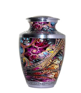 Urne souvenir de crémation en fleurs de cerisier pour cendres Urne en métal pour cendres humaines Urnes funéraires de luxe pour cendres humaines adultes Taille personnalisée - Product Image 1