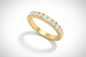 Anillo de banda minimalista de oro de 14 quilates y diamantes naturales para uso diario para mujer - Product Image 4