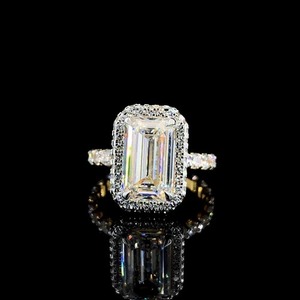 Premium elegante 14KT oro amarillo Esmeralda Centro diamante anillo para mujer 5,51 Ct 63 piedras joyería de boda por K Samyak - Product Image 6