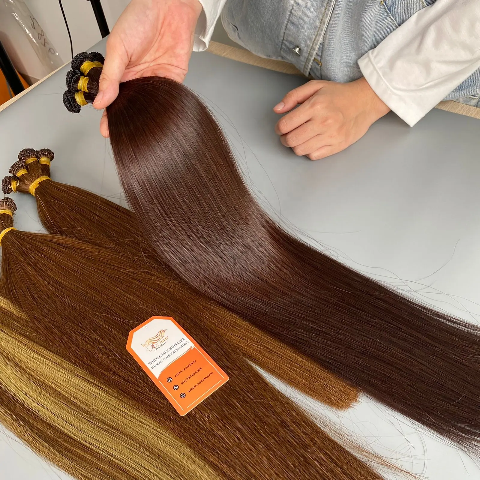 Высококачественные европейские человеческие волосы с кутикулой, двухсторонние, завязанные вручную, волосы для наращивания, вьетнамские волосы