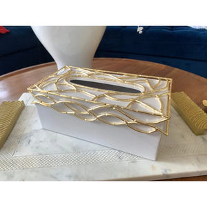 Fantástico diseñador Decoración de mesa para el hogar caja de pañuelos servilletero de primera calidad caja de pañuelos de Metal dorado accesorios para servilletas - Product Image 2