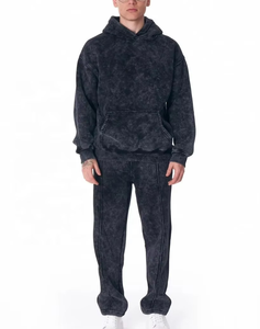 เสื้อมีฮู้ดของผู้ชายชุดวอร์มสีกรดพลอยเทียมทรงโอเวอร์ไซส์ซิปอัพวินเทจแบบสั่งทำ - Product Image 1