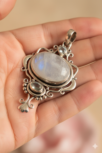 จี้เงินแท้ 925 สไตล์โบโฮหรูหรา ประดับด้วยพลอยโรสควอตซ์ ทำด้วยมือ ได้รับการรับรอง สำหรับผู้หญิงและเด็ก ของขวัญงานแต่งงาน - Product Image 2