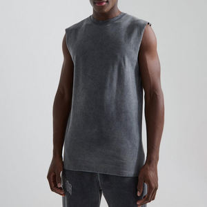 Camiseta sin mangas para hombre hecha a medida, el mejor material, superventas, camiseta de gimnasio Lisa lavada con ácido con diseño de logotipo - Product Image 1