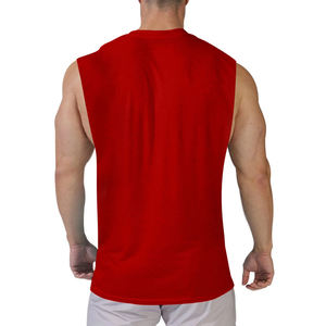 Camiseta sin mangas de punto de algodón y poliéster de secado rápido para hombres con logotipo personalizado, camisetas sin mangas de diseño suelto de verano, chaleco deportivo - Product Image 5