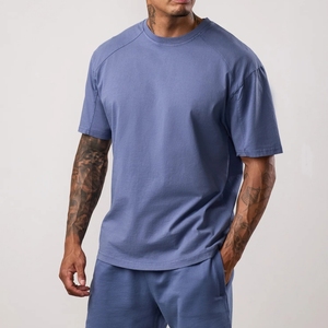 เสื้อยืดผ้าฝ้าย100% สะพายไหล่ทรงหลวมสำหรับผู้ชายเสื้อบ็อกซี่ทรงหลวมใส่ได้ตามต้องการ - Product Image 1