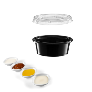 Meilleur prix commandes personnalisées 1.5 oz gobelet en plastique jetable avec couvercle pour contenir la recette de cuisson en gros disponible - Product Image 1