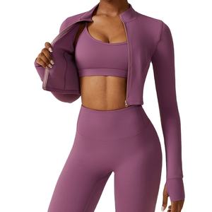 Ensemble de yoga 3 pièces haut de gamme pour femme : Leggings taille haute, soutien-gorge de sport, tissu extensible respirant à séchage rapide, design uni sur le devant, idéal pour la gym - Product Image 6