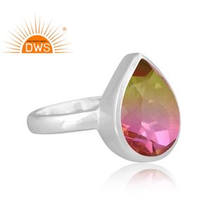 Dernière conception de bague empilable en argent sterling fin Bio Multi Tourmaline Doublet Quartz Gemme Fabricant de bijoux personnalisé - Product Image 2