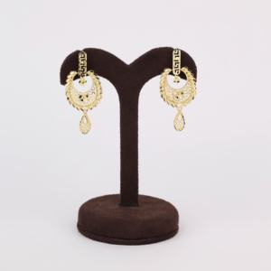 Juego de pendientes colgantes de perlas chapadas en oro tradicionales para mujer, temporada de bodas, ocasión especial, Chapado en Oro, Laminado, latón principal - Product Image 1