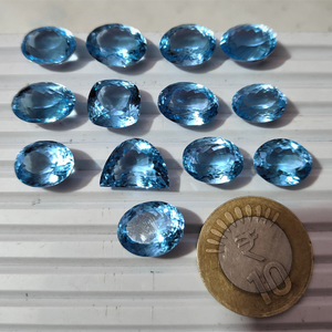 Piedras preciosas sueltas de piedra de topacio Natural Azul Aguamarina de corte ovalado de alta calidad para joyería lote al por mayor - Product Image 2