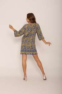 Robe longue décontractée imprimée longue encolure Henley avec des liens en coton robe maxi Tie dye Summer Women Long Maxi - Product Image 2