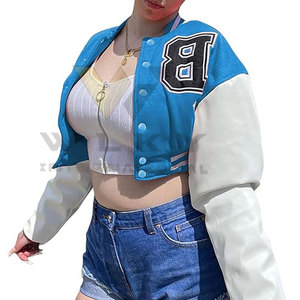 Vestes Lettermen respirantes de haute qualité pour femmes avec col montant Conception de logo personnalisé et traitement tricoté - Product Image 5