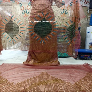 Nặng đính cườm Polyester và phương thức Thiết kế áo George wrapper với Thêu áo quần áo Châu Phi - Product Image 1