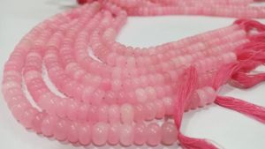 Muñeca Natural Rosa Calcedonia Rondelle Plain Smooth 8mm Cuentas de piedras preciosas vendidas por hebra 8 pulgadas de largo Cuentas de gran calidad - Product Image 2