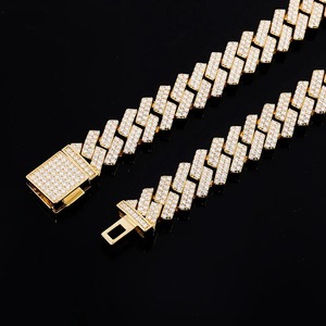 Joyería Hip Hop de Oro Fino de 10k, 14k y 18k, Collar y Pulsera de Cadena Cubana de Miami con Incrustaciones de Moissanita de 10 mm y Dos Hileras - Product Image 5