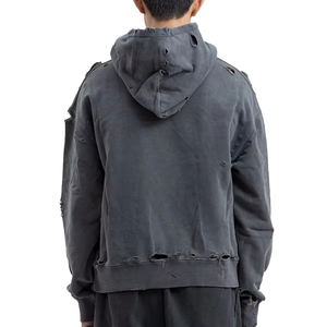 Sudadera con capucha Vintage de peso pesado personalizada del fabricante para hombres 100% algodón tejido de talla grande diseño de lavado ácido desgastado - Product Image 3