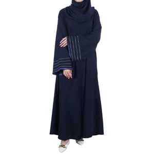 Abaya Modest Elegante al por Mayor, Blanca y Gris, Estilo Dubái, con Bordado Floral en los Puños, Ropa Islámica Musulmana de Turquía - Product Image 1