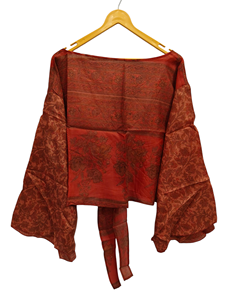 Camisa corta para mujer y Niña Ropa de Casa Sari corto Corbata de seda Top Manga larga Regalo para su bata corta - Product Image 5