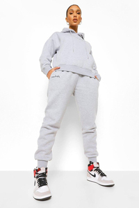 Conjunto Deportivo de Dos Piezas para Mujer, con Capucha, de Forro Polar, Informal, Ecológico, Bordado, Color Gris, de Alta Demanda, Transpirable - Product Image 6