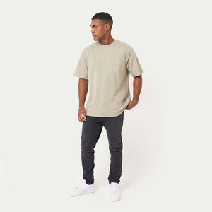 Camiseta de Hombre, Cuello Redondo, Corte Regular, Hombros Caídos, Estilo Urbano, Tejido Transpirable de Poliéster/Algodón de Alto Gramaje, Personalizable - Product Image 3