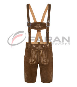 Cuir de vachette véritable Lederhosen personnalisé pour les hommes Brodé sur mesure Short Length Lederhosen Men Brown Color Tan Leather - Product Image 1