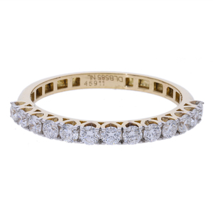 Women's 14K Yellow Gold Rhodium Plated Classic Eternity Band <b>Ring</b> with Natural Round Brilliant Diamonds Shared Prong Setting - Product Image 1