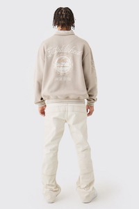 Veste universitaire unisexe en laine à fermeture à boutons broderie chenille col montant noir grande taille streetwear d'hiver essentiel tissé - Product Image 5