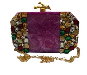 กระเป๋าคลัทช์เรซินของผู้หญิงกระเป๋าเงินห่วงโซ่ประดับพลอยเทียมสำหรับงานแต่งงานงานเลี้ยงเครื่องประดับ Crossbody กระเป๋าของขวัญคริสต์มาส - Product Image 2