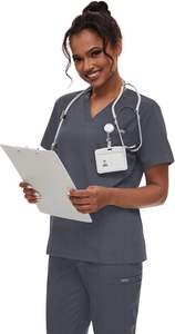 Ensemble de jogging moderne unisexe uniforme médical d'hôpital vêtements de travail chirurgicaux médecin infirmière haut à col en V logo personnalisé vente en gros - Product Image 2