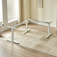 Table de bureau debout en forme de L électrique à double moteur moderne de luxe, ergonomique, réglable en hauteur, facile à assembler