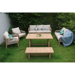 Juego de Sofás Minimalista Moderno de Madera Maciza Ecológica, Mesa de Centro para Uso en Exteriores, Color Personalizable, Logotipo, Tablero de Alta Calidad - Product Image 2