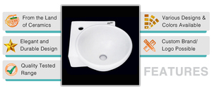 Articles sanitaires en céramique blanche de la plus haute qualité coin rond petit lavabo évier suspendu au mur montage sur robinet monotrou Top Deal Inde - Product Image 3
