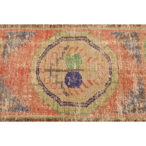 พรมวินเทจสไตล์ตุรกี ขนาด 2.3x4.3 ฟุต พรมขนาดเล็ก สีส้มล้วน - Product Image 5