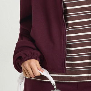 Sweat-shirt à manches longues pour un ajustement confortable et décontracté, couleur unie, avec logo personnalisé et col rabattu avec fermeture éclair - Product Image 3