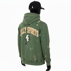 Premium Quality 380 GSM Acid Wash <b>Hoodie</b> Heavyweight Fleece Olive <b>Green</b> Streetwear Custom Logo Basics <b>Hoodie</b> - Product Image 4