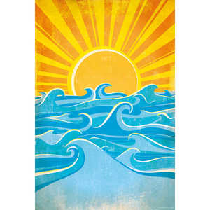 Póster en lienzo de Madeleine con olas del mar y sol amarillo para decoración de pared - Product Image 4