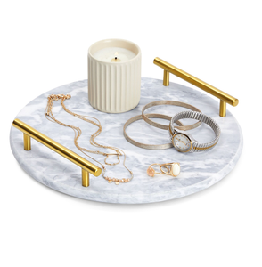 Plateau de service en marbre fantaisie avec poignée en métal pour le déjeuner, le petit-déjeuner, le dîner, plateau de rangement, prix de gros - Product Image 5