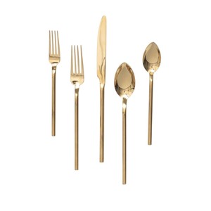 Ensemble de couverts en or poli de luxe, ensemble de couverts en acier inoxydable pour la maison, l'hôtel, le mariage, le restaurant, la vaisselle, couteau, fourchette, cuillère - Product Image 1