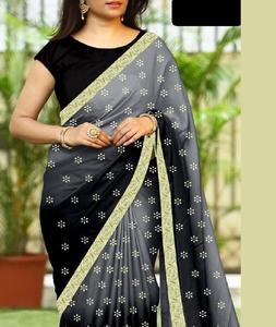 Blusa de seda Sari Banglori con borde exclusivo de moda, piezas confeccionadas de lujo Georgette Pedding Foil Print, ropa étnica para India - Product Image 1