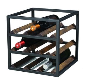 Soporte de almacenamiento de botellas de vino de metal, estante de exhibición de botellas de vino, mesa de estilo nórdico, 6 botellas, estante de vino de metal con mango de madera - Product Image 2