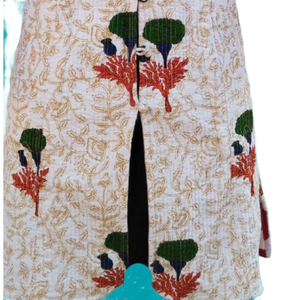 Veste longue matelassée bloc à la main imprimé hiver Jaipuri femme été coton tissu - Product Image 4