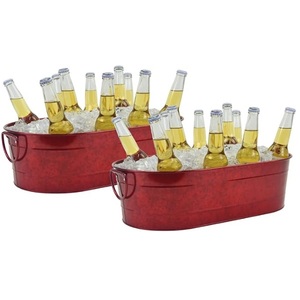 Set Of 2 Pcs Galvanized Beverage Tub With Handle For Ice Storage Drinking Use Home <b>Bar</b> <b>Garden</b> Party Decorative Beverage Tub - Product Image 5