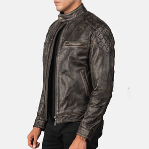 Blouson en cuir d'agneau style diamant pour homme 2026 – Premium, respirant, à capuche, col montant, logo personnalisable, vintage, style Cafe Racer - Product Image 3