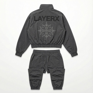 Conjunto Deportivo Personalizado 2026 para Mujer, Ligero, Estilo Urbano, Ecológico, de Nailon y Algodón, con Pedrería 3D, Chaqueta Corta y Pantalones Jogger Holgados - Product Image 3