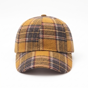 Casquette de baseball unisexe à carreaux, 6 panneaux, en flanelle, ajustable, décontractée, avec contraste de couleurs, motif jaune, marron, gris, taille adulte - Product Image 1