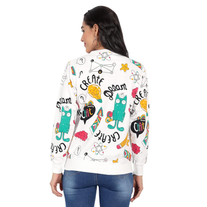 Sweats à capuche et sweat-shirt pour femmes à la mode axés sur l'exportation Premium élégant imprimé col rond Slim Fit sweat pour les femmes pas cher - Product Image 2