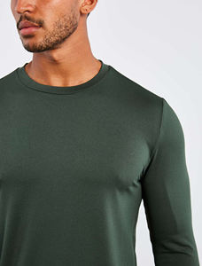 Haut de gymnastique léger à manches longues pour hommes, haut de compression respirant évacuant l'humidité, chemise d'entraînement à manches longues pour l'été, coupe extensible - Product Image 3